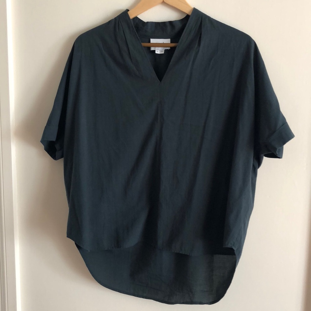 Dark green cotton popover shirt